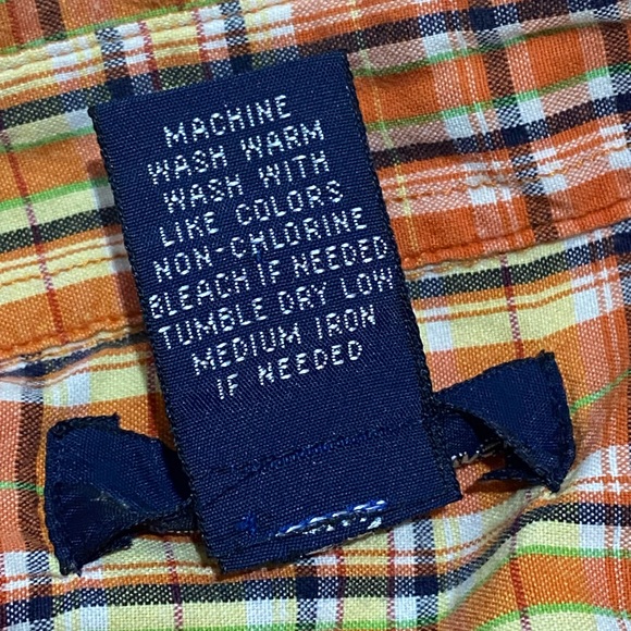 Ralph Lauren Boys Size 5 Button Down Shirt Orange Yellow Plaid Long Sleeve Pony - Picture 7 of 7